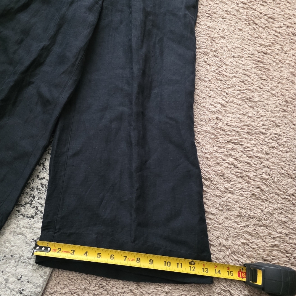 Halston Linen Blend Tie Wideleg Trousers Womns L Preppy Coastal Minimalist Chic - Picture 4 of 9